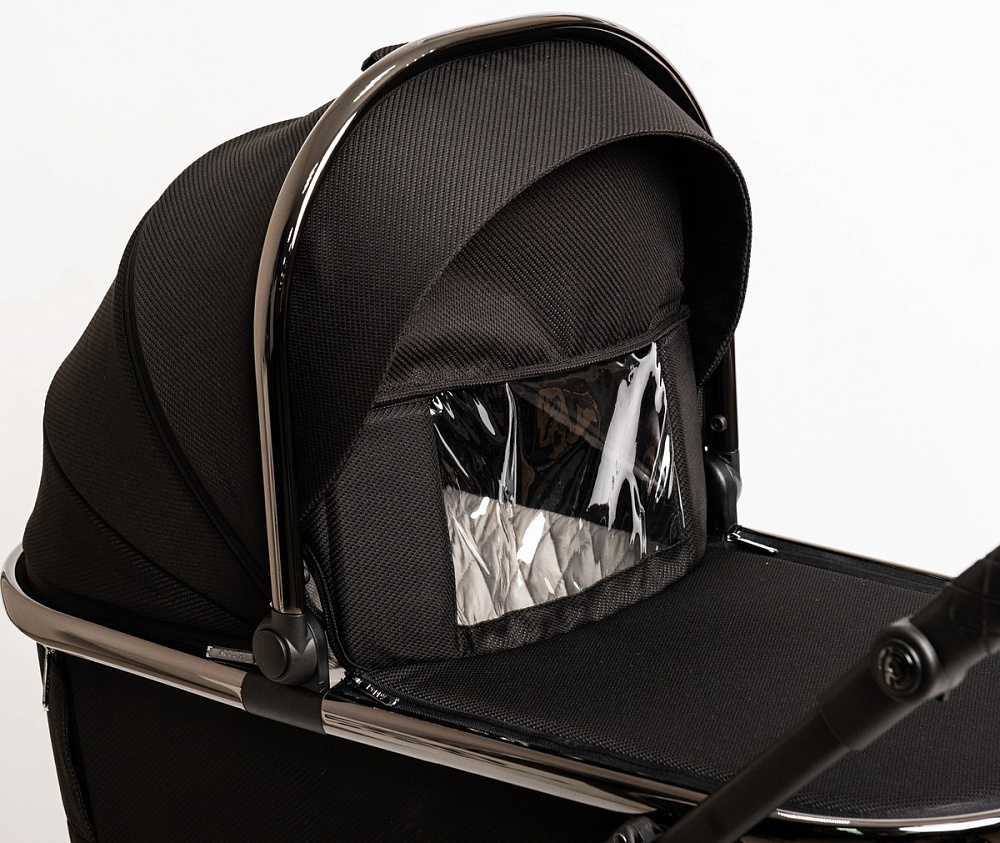Детская коляска Peppy Tecla 3 в 1 с автокреслом First black Shadow Black Chrome Edition (Черный)
