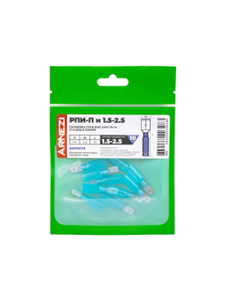 Разъемы плоские РПИ-П(н) 1.5-2.5 AWG(16-14) П=4.8х0.8 (10шт) синие, , Max Вт ARNEZI A0110078
