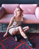 Колготки +size с принтом в виде детских рисунков (Размер: XL-XXL) (Цвет: бежевый)