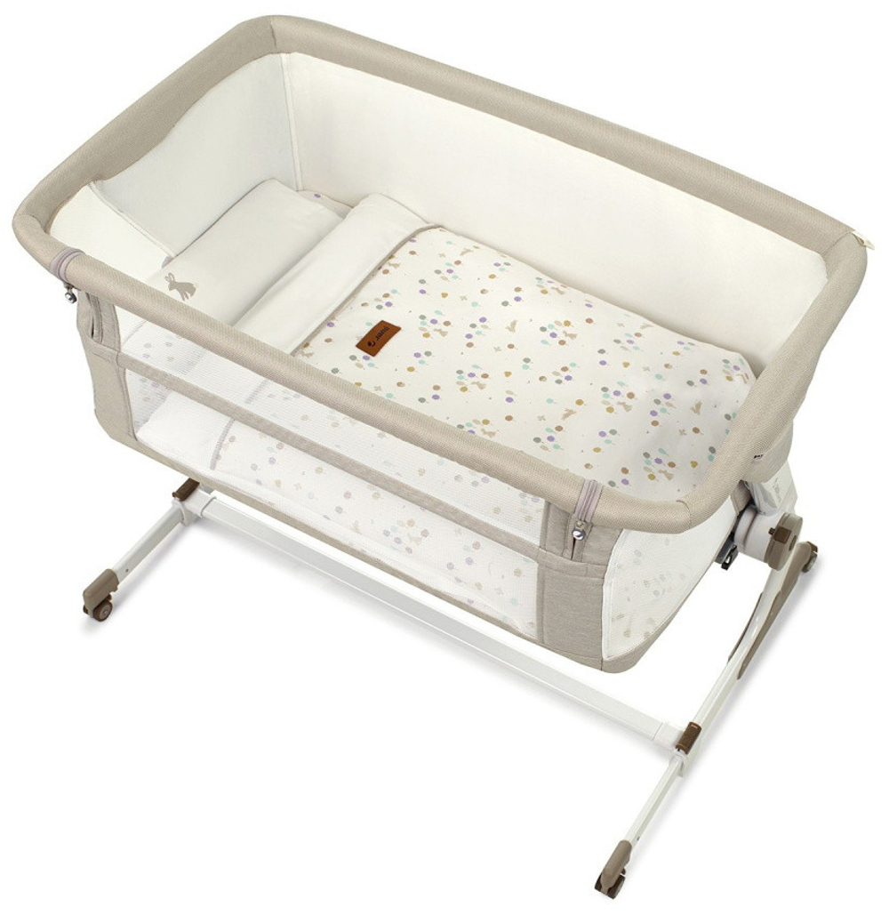 Кровать люлька Jane Baby Side приставная с комплектом постельного белья Iris