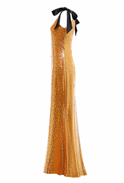 Платье в пол с пайетками, золото 32-01-24 SS