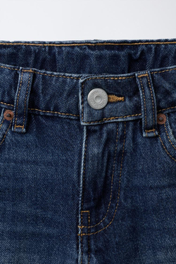 ZARA ПРЯМЫЕ ДЖИНСОВЫЕ ШОРТЫ, ТЕМНО-СИНИЙ