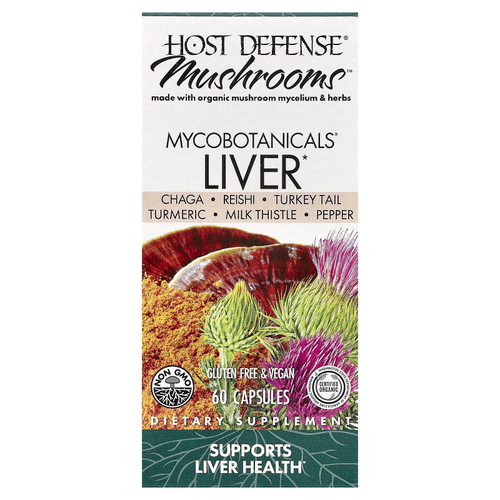 Host Defense, Mushrooms™, MycoBotanicals®, печень, 60 капсул