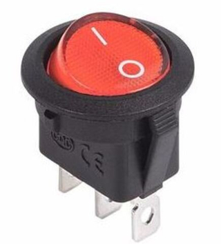 Клавиша-кнопка Круглая 1пол 12V 20А (3с) ON-OFF красная с подсветкой REXANT 362585