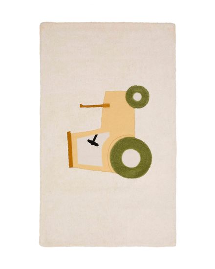 Ковер Pecky бежевый 100% хлопок с рисунком трактора 90 x 150 см