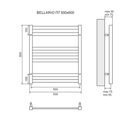 Полотенцесушитель водяной Lemark Bellario LM68607 П7 500x600