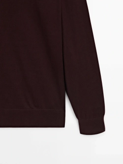 Massimo Dutti Хлопковый свитер с длинными рукавами, бордо