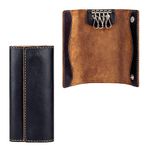 Футляр для ключей FABULA "Kansas", натуральная кожа, отстрочка, 2 кнопки, 60х125х15 мм, черный, KL.5.TX