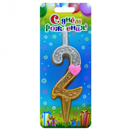 Свеча-Цифра Сердечко 2 12 см