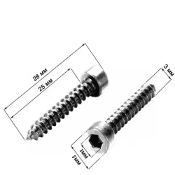 Саморезы под шестигранник, для динамиков, Винт саморез, 3 x 28mm 80 шт,Серебро
