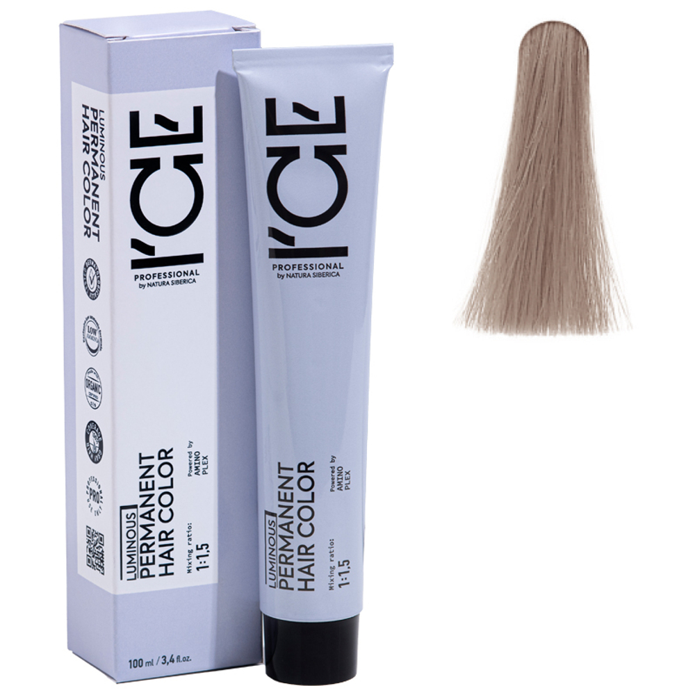 10.1 крем-краска ICE Permanent экстра светлый блонд пепельный - 100 мл.