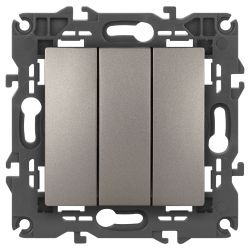 Выключатель ЭРА Elegance 14-1107-16 тройной, 10АХ-250В, титан