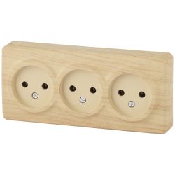 Розетка ЭРА Эксперт 11-2207-11 тройная 3х2P 16A-250В IP20 ОУ горизонт. сосна | Эра Эксперт