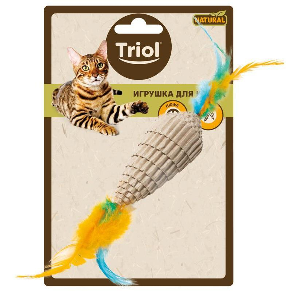 Игрушка для кошек из гофрокартона "Конус с перьями", 80/220мм, серия NATURAL, Triol
