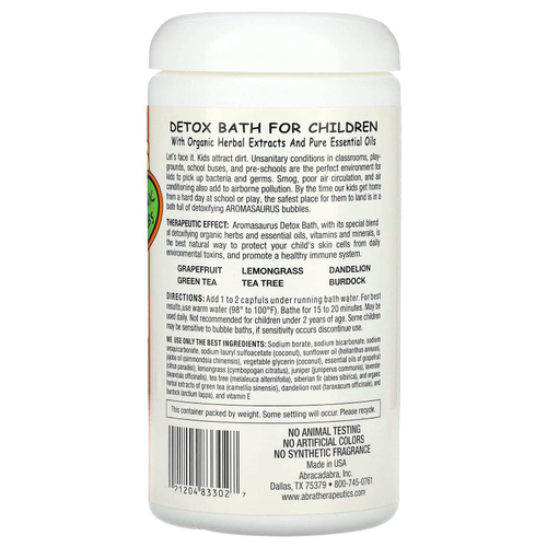 Abra Therapeutics, Aromasaurus Detox, ароматерапевтическая пенная ванна для детей, 453 г (16 унций)