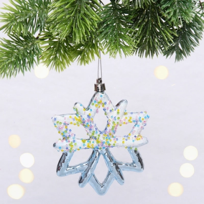 Елочная игрушка «Зимняя снежинка» 10*1*12 см, голубой