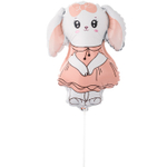 Шар Фольгированный Зайка в платье розовом (Белый)