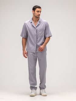 Костюм мужской льняной. Рубашка с брюками.Грей