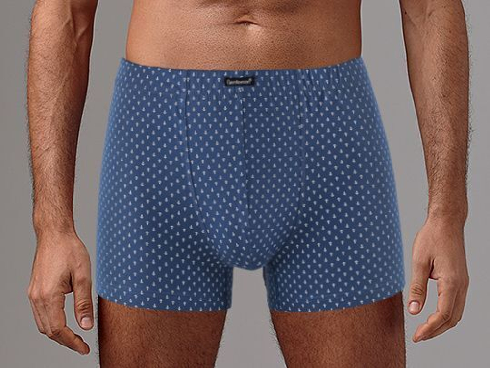 Мужские хлопковые трусы-шорты в крапинку (Размер: XXL) (Цвет: синий)