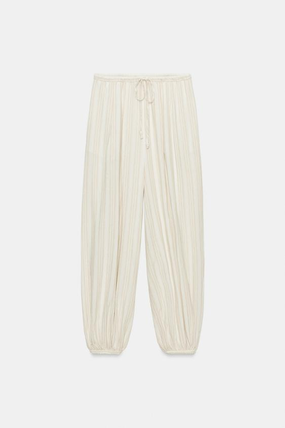 ZARA БРЮКИ-ШАРОВАРЫ В ПОЛОСКУ — ZW COLLECTION, ЭКРЮ