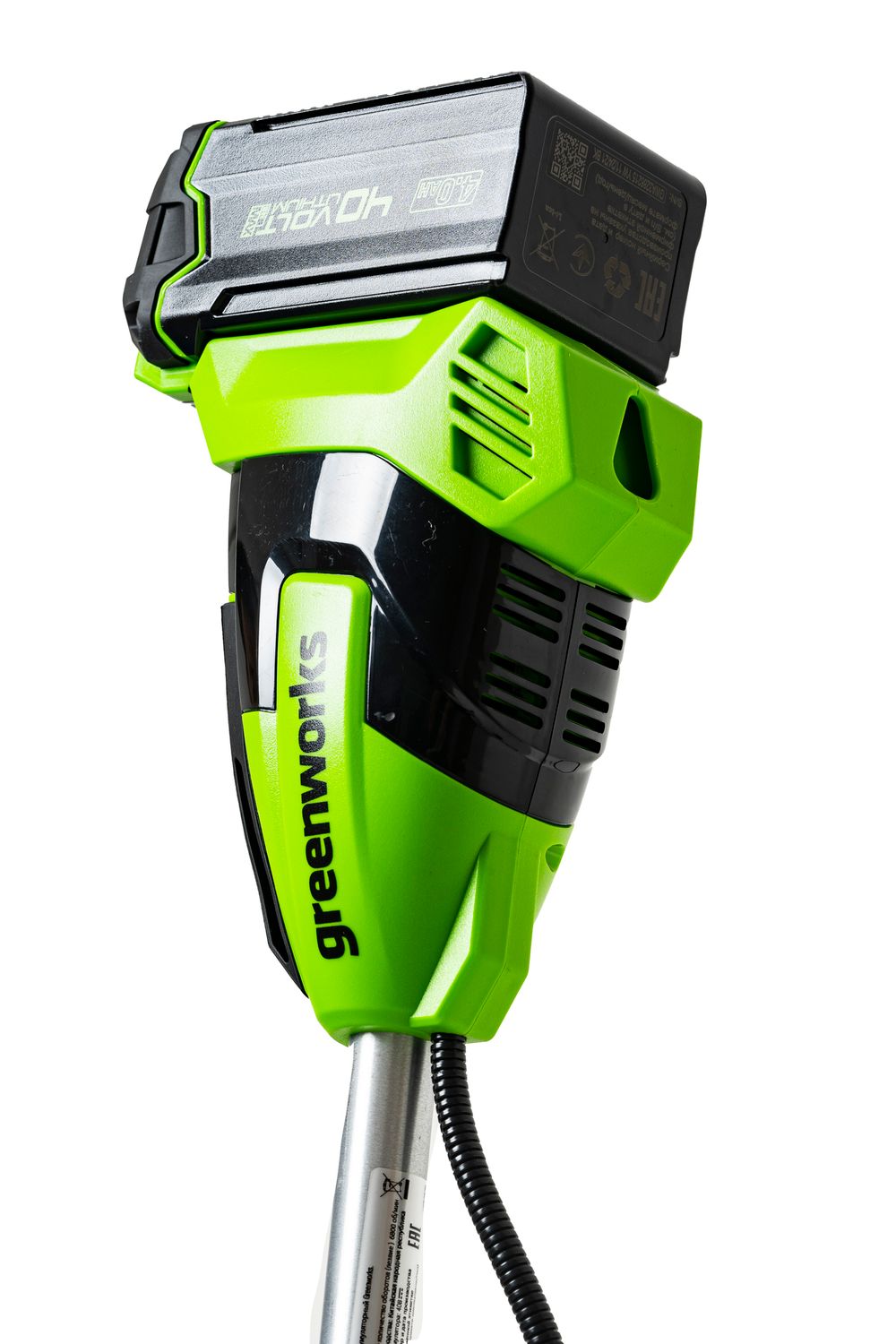 Аккумуляторный триммер Greenworks GD40BCBK5, 40v, 40 см, (2105707UG), с аккумулятором 5 А·ч и зарядным устройством