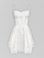 Платье ERS короткое на лямках в цветок с пышной юбкой