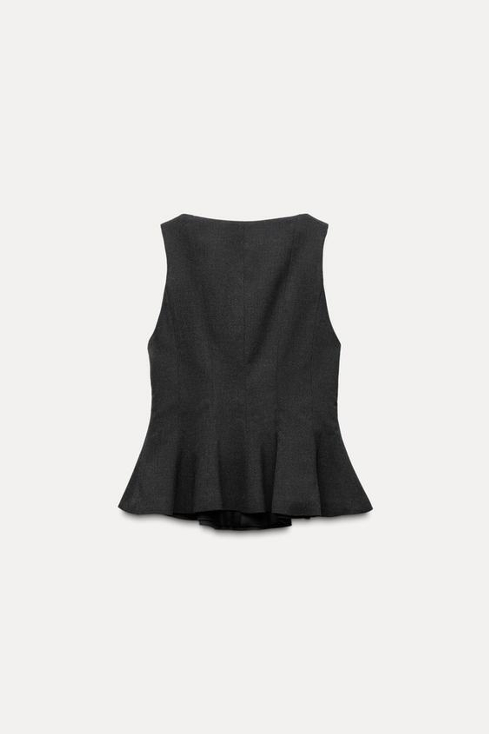 ZARA ТОП С БАСКОЙ, ТЕМНО-СЕРЫЙ