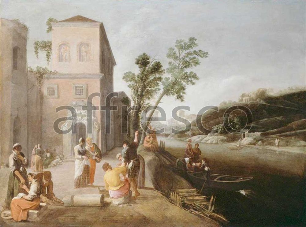 Фреска Italian Figures on the Bank of a River