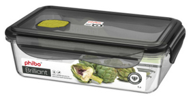 Контейнер для продуктов прямоуг.  1 л. 19,5*12,5*5,5 см.  герметич. с клапаном "Бриллиант"