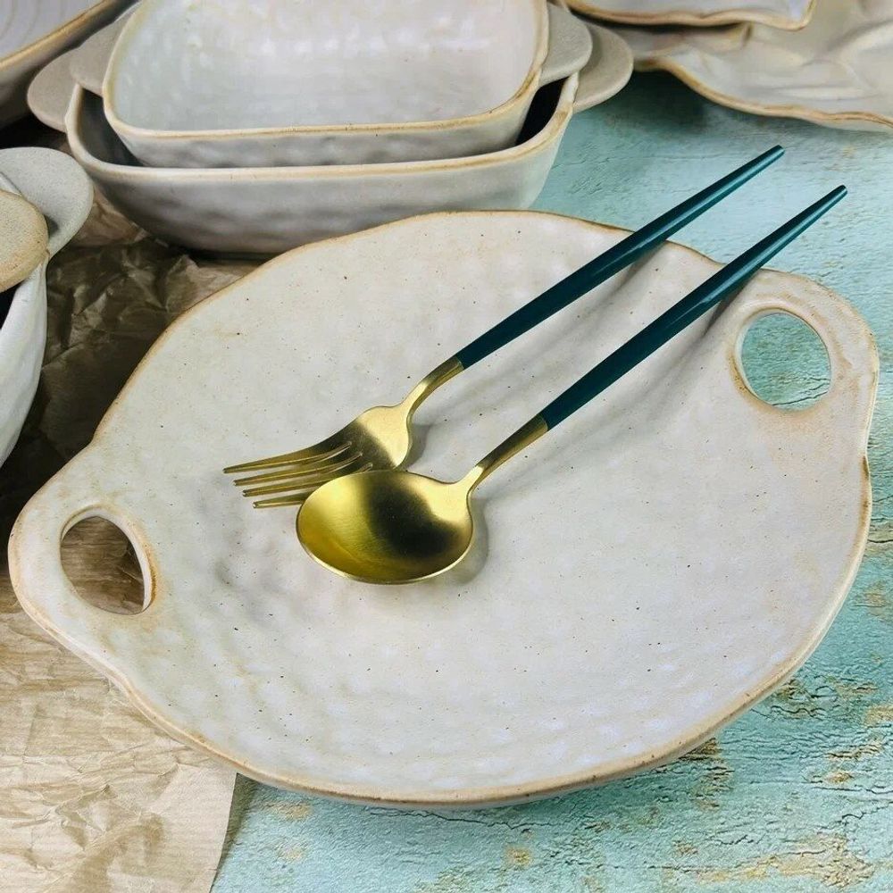 Lenardi 205-694 Набор из 2 блюд 27см ДЮНА с ручками в под.уп.(х12)Фарфор