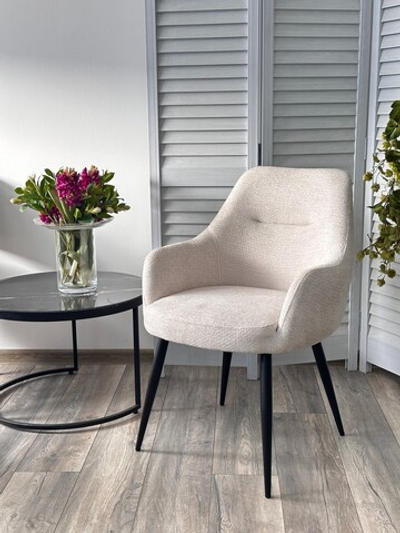 Стул STAMEN ткань DAVIS RETRO BLISS 02 светло-бежевый / черный каркас, ®DISAUR