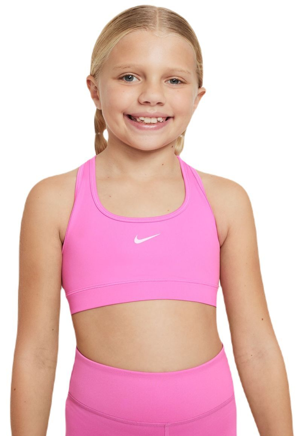 Топ для девочки теннисный Nike Girls Swoosh Sports Bra - playful pink/white