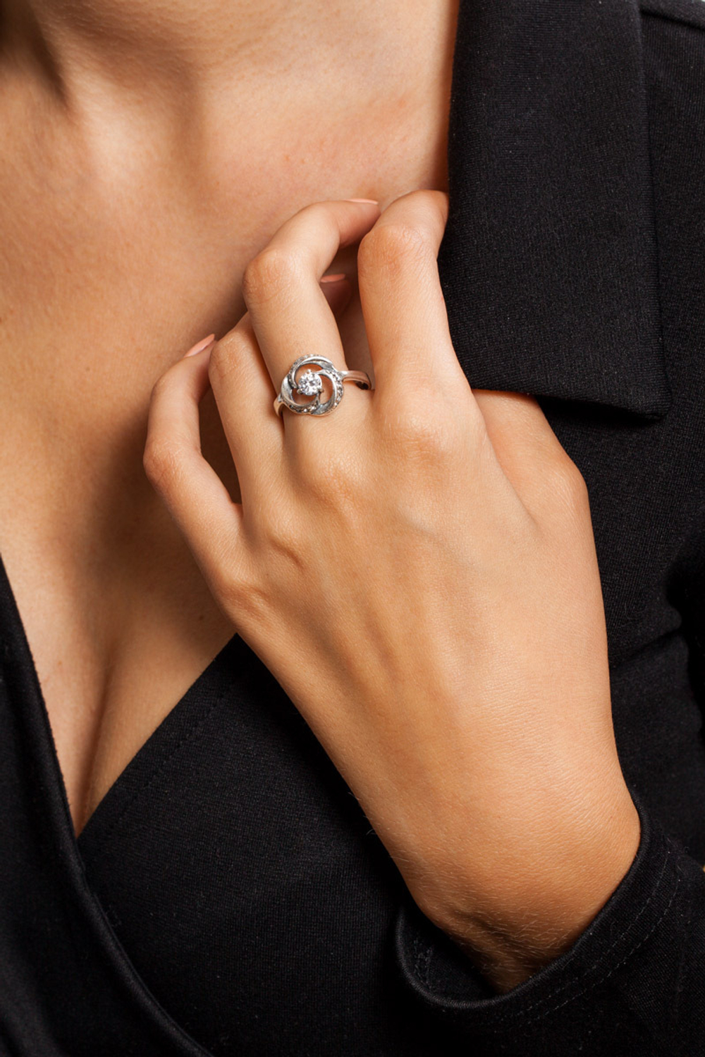 "Фонтан" кольцо в серебряном покрытии из коллекции "Классика" от Jenavi