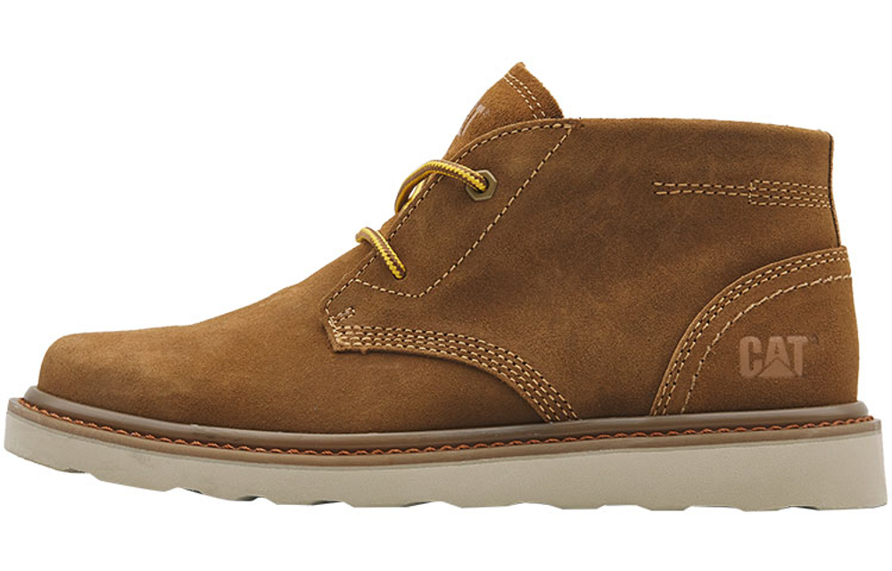 CAT Top Grain Cow Leather Slip Resistant Ankle Length Outdoor Boots Men"s Light Brown