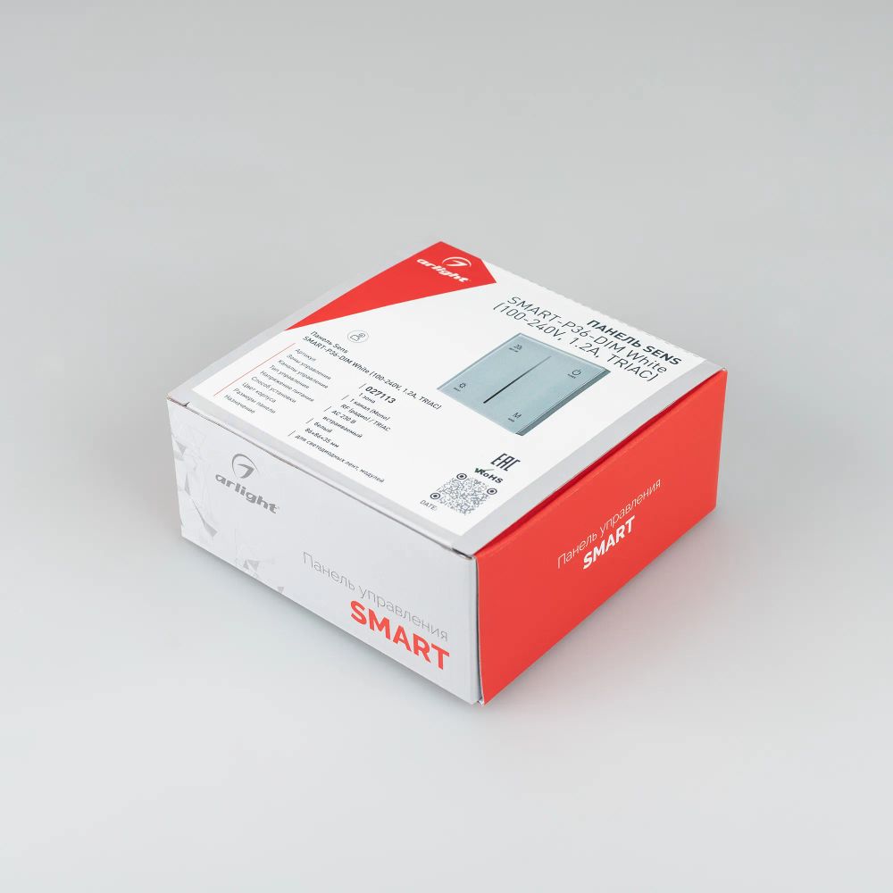 Панель SMART-P36-DIM-IN White (230V, 1.2A, TRIAC, Sens, 2.4G) (Arlight, IP20 Пластик, 5 лет) 027113