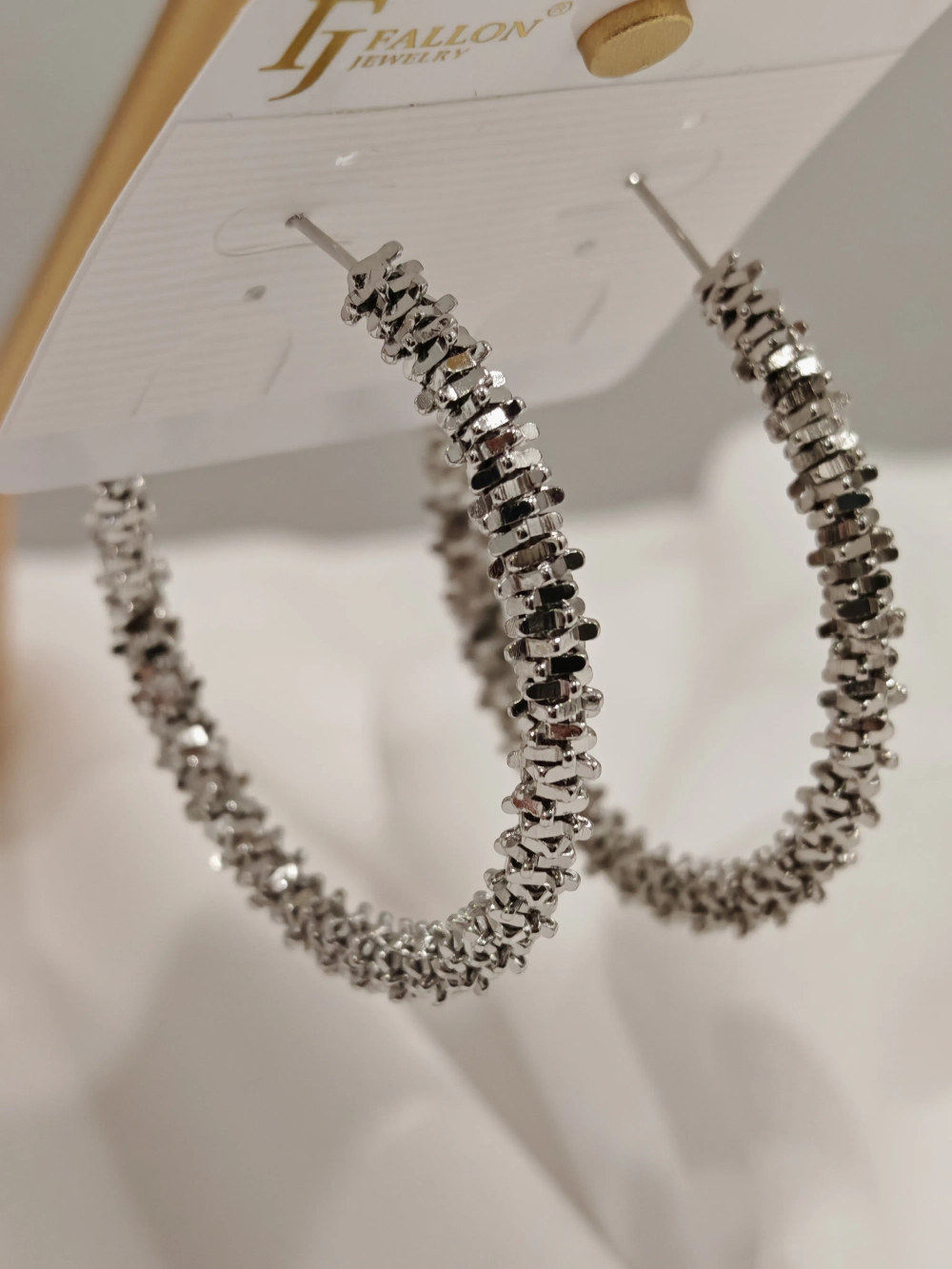 Серьги Fallon «Фактурные кольца» Silver