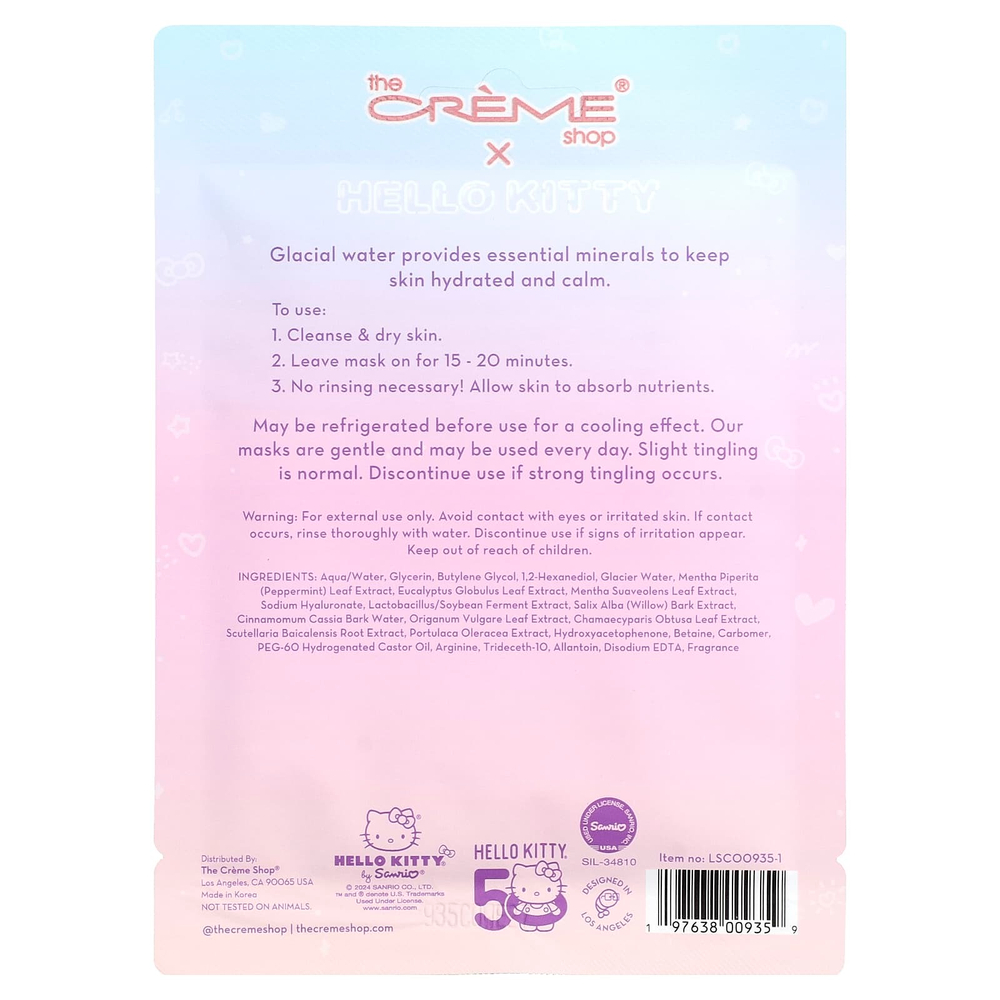 The Creme Shop, Hello Kitty®, тканевая маска с эссенцией для лица, выглядит очень здорово, 1 шт., 25 мл (0,84 жидк. унции)