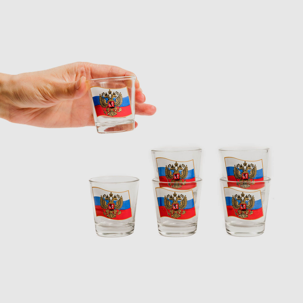 Набор рюмок стеклянных "Россия" 6 шт 50 мл