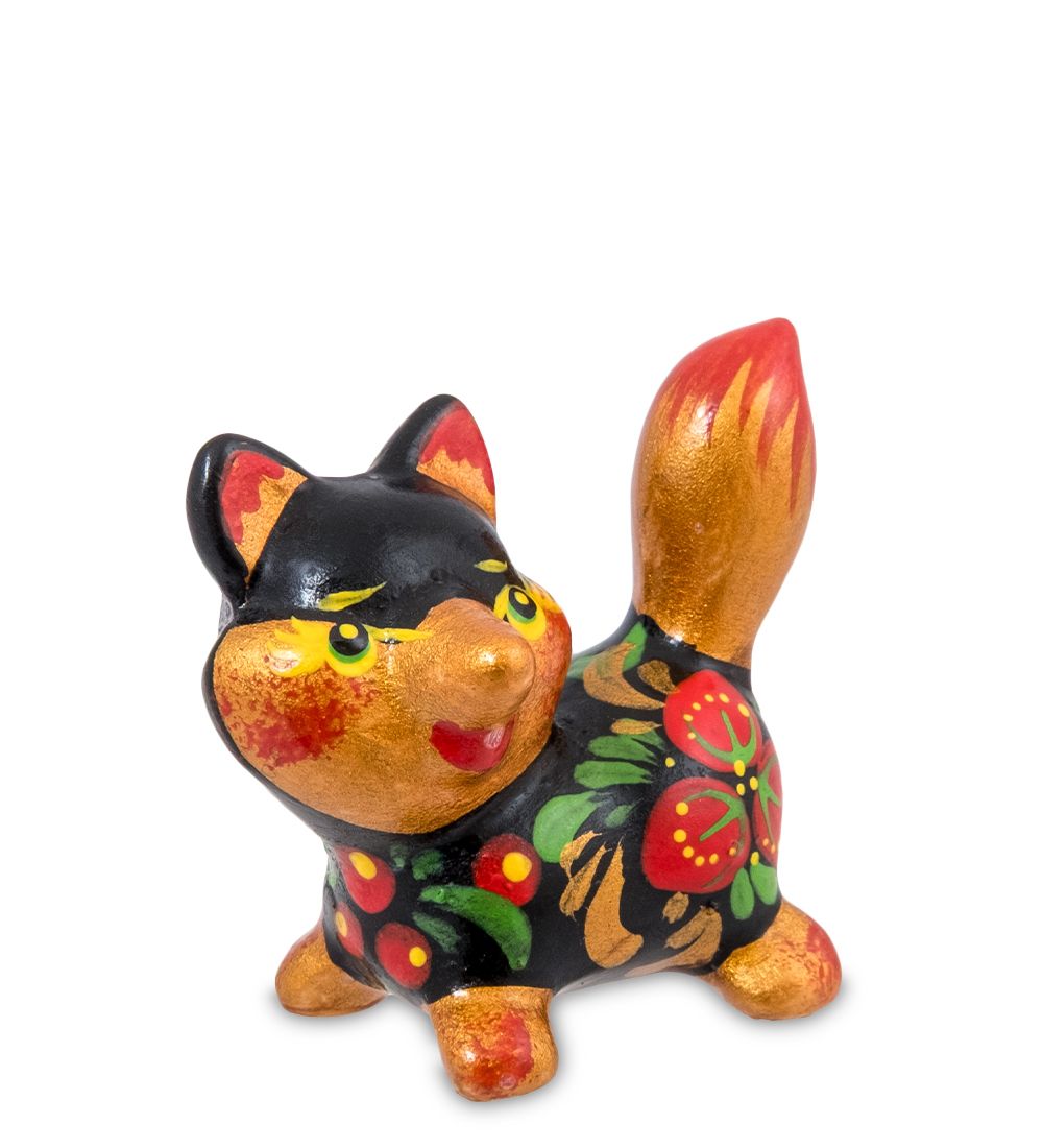 ГЛ- 974 Фигурка «Лисенок» хохлома (Гжельский фарфор)