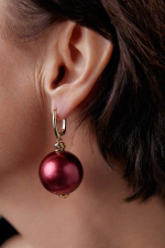 Серьги Balls красный жемчуг, оттенок золото