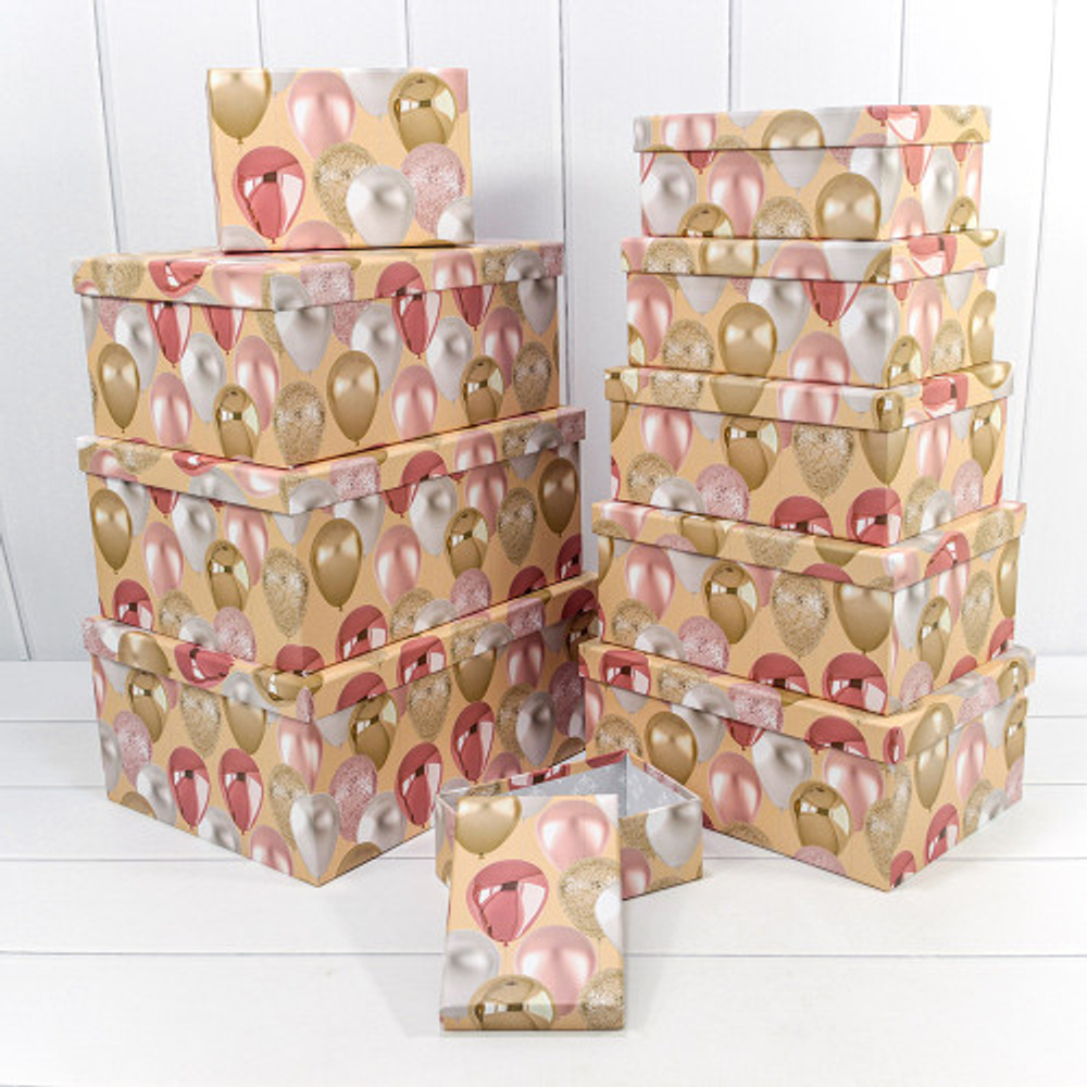 Коробка 34х26х15.3 см Набор 10 шт "Воздушные шарики" (Бежевый)