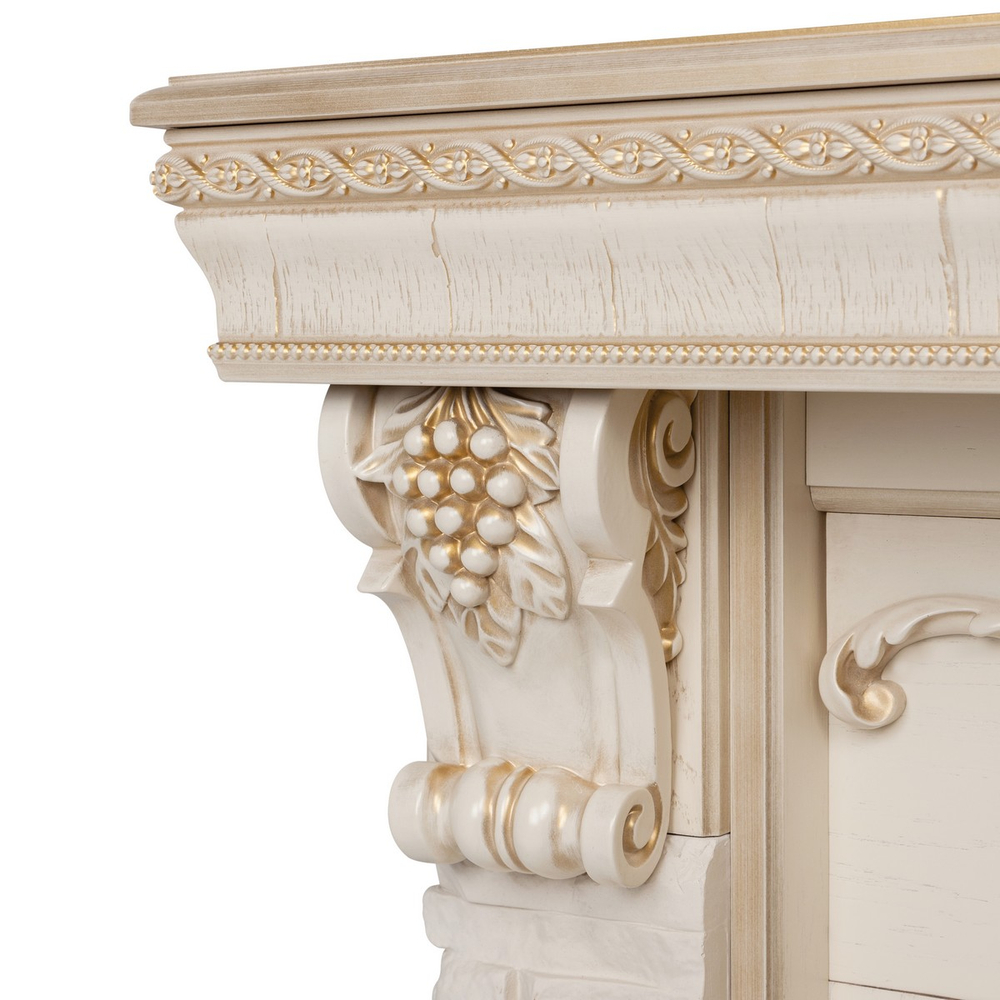 Электрокамин RealFlame Patricia WT белый дуб с золотой патиной с очагом Fobos Lux BR S