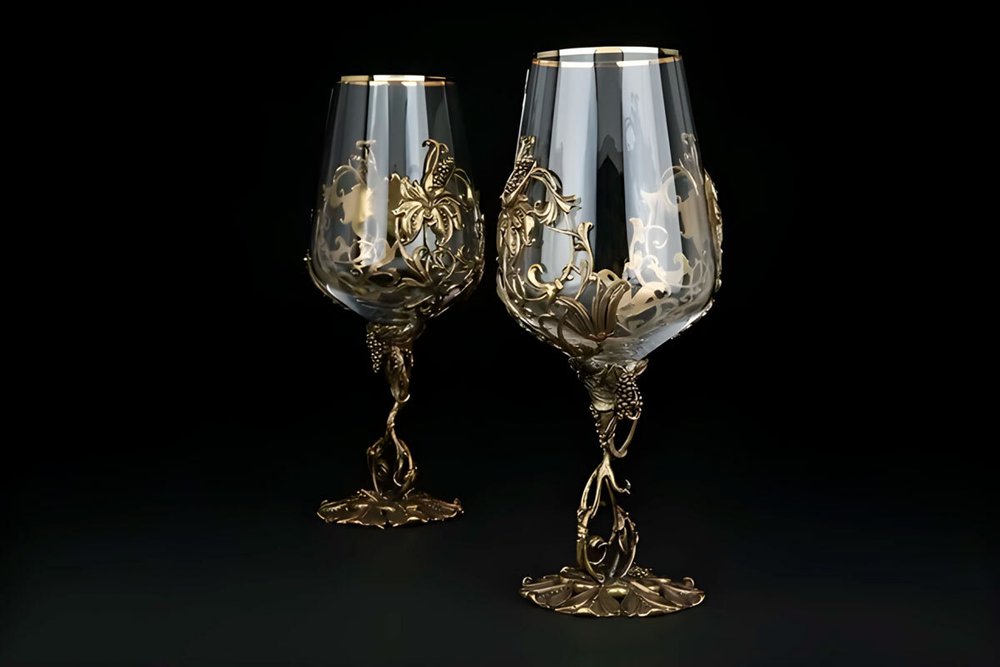 Набор бокалов для вина "Цветок" 2 шт. в подарочном футляре