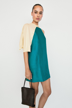 Massimo Dutti Мини-платье из смесового льна, синий