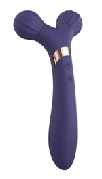 Темно-синий двусторонний вибромассажёр Fireball (Цвет: темно-синий)