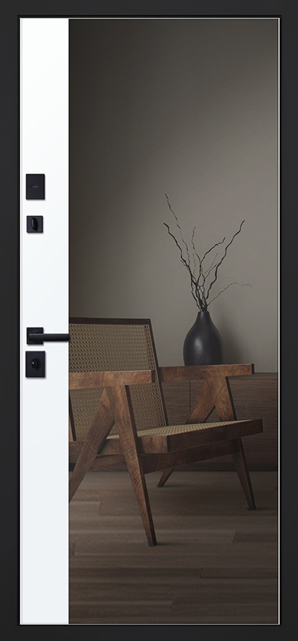 Стальная дверь "Loft" с зеркалом (адаптивная замковая часть).