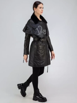 Куртка демисезонная из натуральной кожи и плащевки пальто