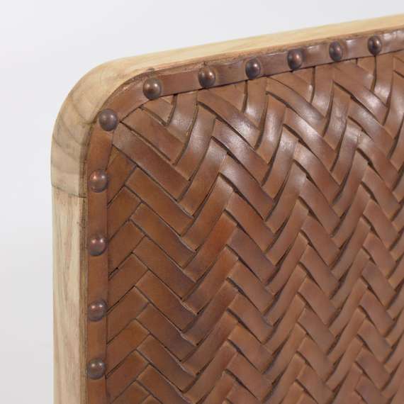 Изголовье подвесное Natesa из массива тика и кожи 163x60 см