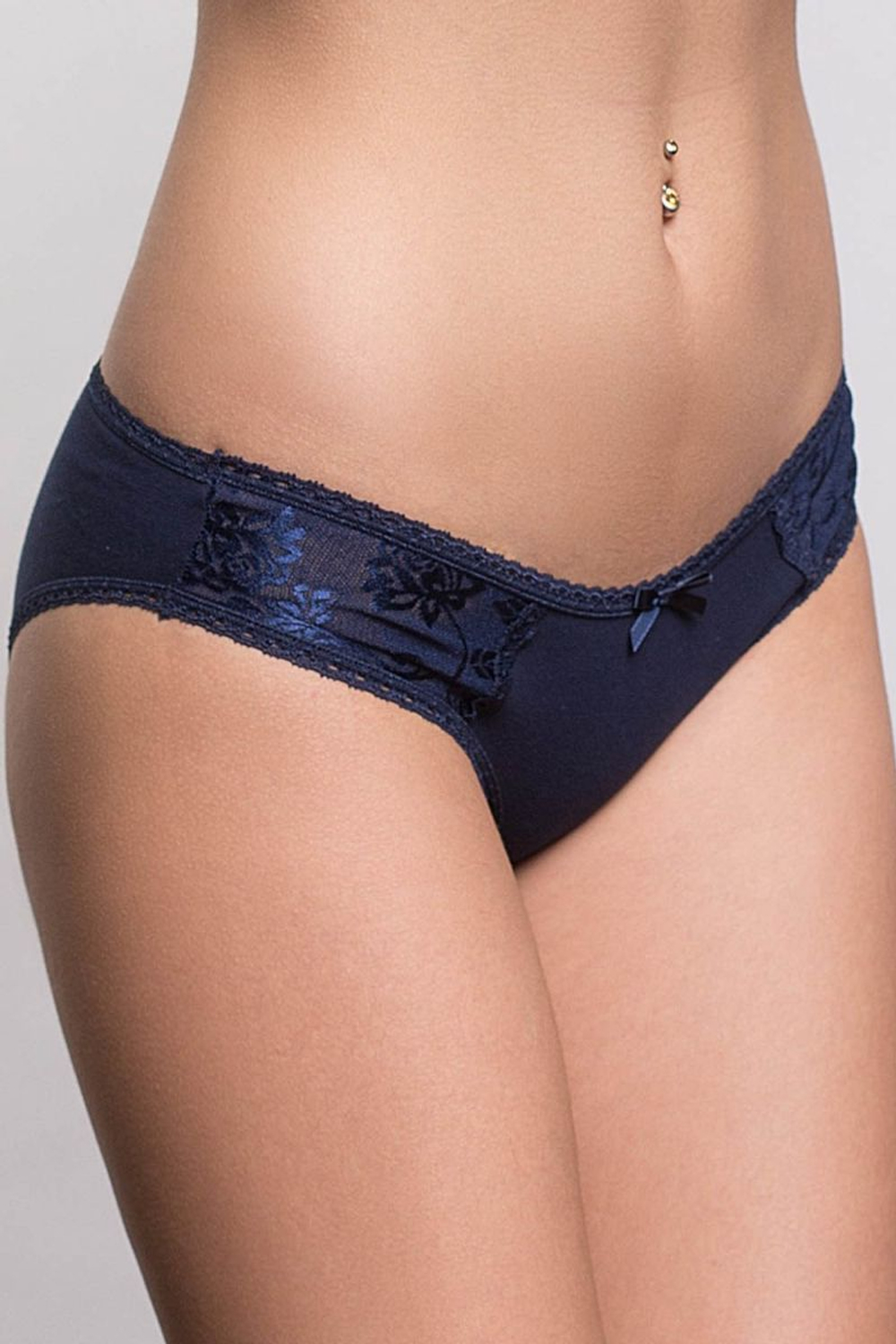 Темно-синие трусики-слипы с кружевами (Размер: XXL) (Цвет: темно-синий)