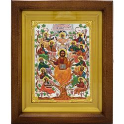 Древо жизни. Икона в серебряном окладе, в деревянном киоте.